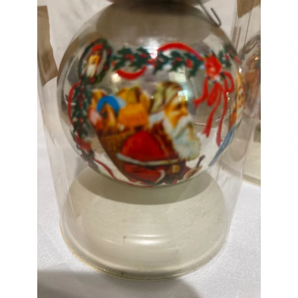American Themes Victorian Collection Glass Christmas Ornaments Santa Set of 3
